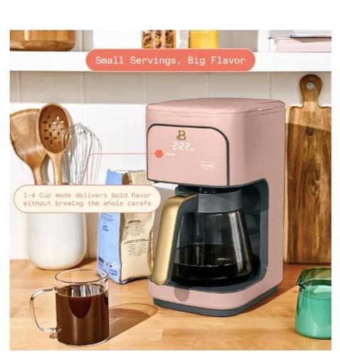 Beautiful 12-Cup Programmable Drip Coffee Maker by Drew Barrymore (Rose Pink) — view 5