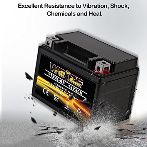 Weize YTX4L-BS High Performance - Rechargeable - Sealed Motorcycle Battery Compatible with Polaris Scrambler, Sportsman 90, Honda Scooters NQ50 Spree,Kawasaki 110 KLX110,Can-Am DS70,Yamaha TTR125E/LE — view 5