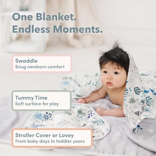 Loulou Lollipop Muslin Swaddle Blanket for Baby, 47x47, Magical Dragons — view 3