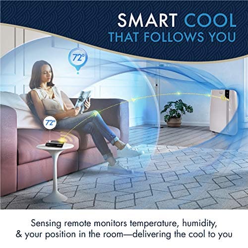 DeLonghi Portable Air Conditioner 14,000 BTU,cool extra large rooms up to 700 sqft,remote,energy saving mode,extremely quiet,dehumidifier,fan,programmable,window venting kit,AC Unit for room,EX390LVYN — view 2