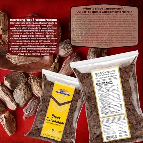 Rani Black Cardamom Pods (Kali Elachi) Whole Indian Spice 7oz (200g) ~ All Natural | Vegan | Gluten Friendly | Non-GMO | Kosher | Indian Origin ~ Smokey | Tsaoko | Cao Guo | Bach Dan Khau | Badi — view 4