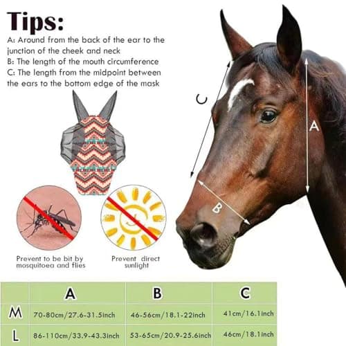 Horse Fly Masque - Uv Resistant Mesh Face Covering, Breathable Protection Hood | M/L, Secure Strap Fitting System, Comfortable Riding Field Accessory for Cob Horse Outdoor Use