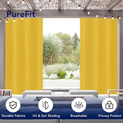 PureFit - Outside Curtains for Patio Waterproof Weatherproof UV Resistant Outside Curtains for Gazebo, Front Porch, Pergola, Privacy Curtain Blocking — view 2