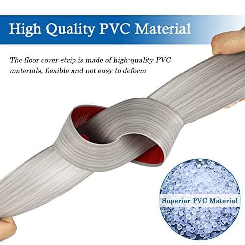 Floor Transition Strip Self Adhesive Floor Cover Strips Laminate 2" Wide Vinyl Flat Divider Transitions Elegant Wood Grain Design (5cm, 6.56Ft, Gray)