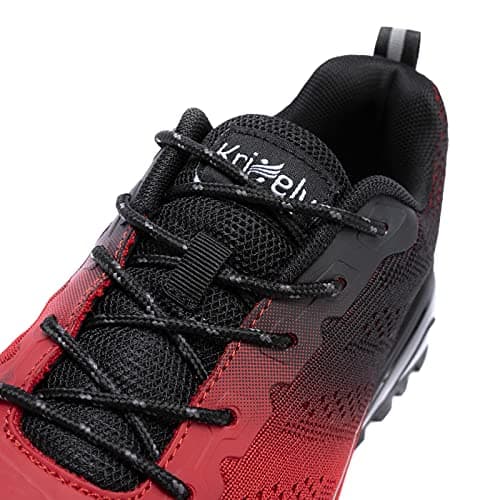 Kricely Men's Trail Running Shoes Fashion Hiking Sneakers for Men Tennis Cross Training Shoe Red Black Non-Slip Walking Footwear Size 10.5 Wide — view 4