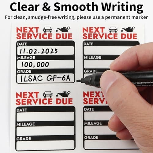Mkobon 120 Pcs 2x2 Inches Oil Change Stickers, Next Service Due Sticker for Windshield, Strong Adhesion and No Residue, Clear Decals Labels for Car Auto Vehicles Window — view 2