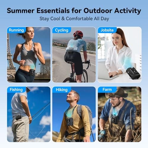 Portable Waist Fan Rechargeable Waist Clip Fan 12000mAh,6 Speeds 16000RPM Strong Airflow Personal Fans with Max 30H Working Time,Hands-Free Hanging Neck Fan,Wearable Belt Fans for Outdoor/Jobsite — view 4