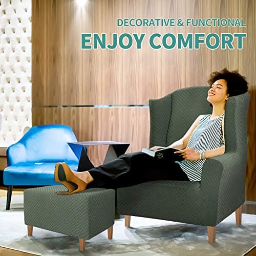 YEMYHOM Ottoman Cover Latest Jacquard Design High Stretch Folding Storage Footstool Protector Rectangle Removable Slipcover (Ottoman Small, Army Green)