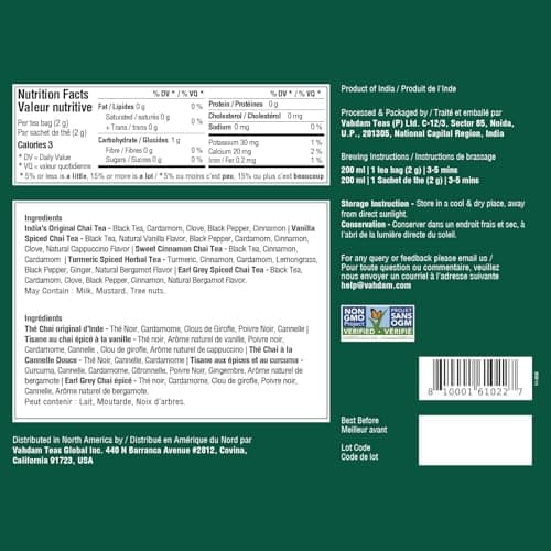 VAHDAM, Assorted Chai Tea Bags Sampler (5 Flavors, 20 Ecofriendly Pyramid Tea bags) I Gift Ideas for Women & Men | Masala Chai Tea Varieties from India | Gluten Free & Non GMO | Gifts for Him/Her