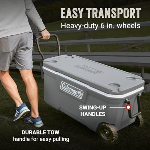 Coleman Classic Series Insulated Portable Rolling Cooler with Wheels, Leak-Resistant Outdoor Hard Cooler Keeps Ice up to 5 Days, 100-Quart — view 5