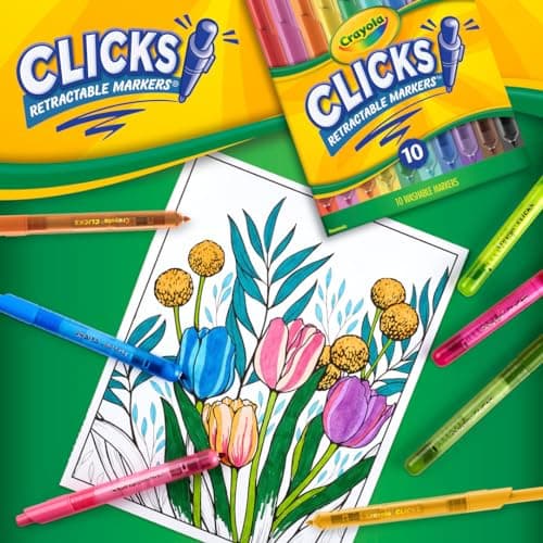 Crayola Clicks Retractable Tip Markers (10ct), Washable Cone Tip Art Marker Set, Cute Aesthetic School Supplies, Classroom Must Haves, Ages 3+ — view 4