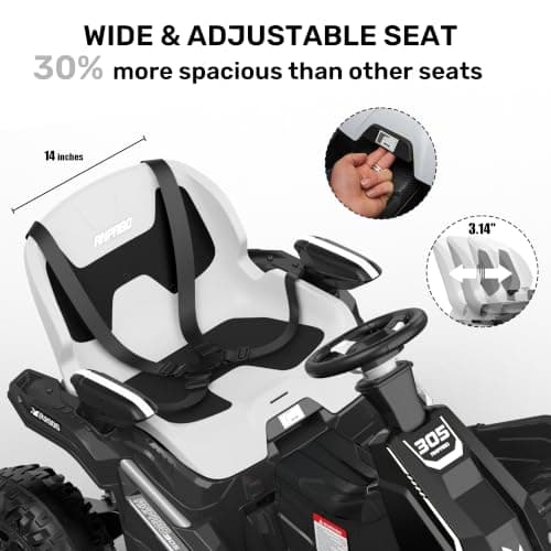 ANPABO 24V 4x4 Ride On Toy for Big Kids, 4x200W Motors, 5MPH, Kids Car w/Parent Remote, Wide Adjustable Seat, Headlights, Metal Frame, Shock Absorbers, 4 Wheeler Quad for Kids 3-12, White — view 2