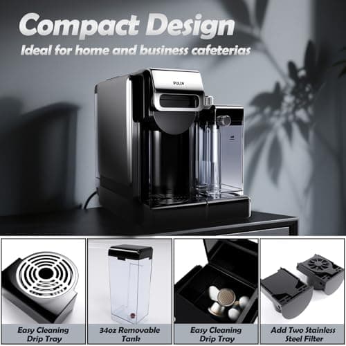 PULZO Espresso Machine with Integrated Automatic Milk Frother, capsule coffee maker for K*cup capsule/Ne*s Original/coffee powder, One Touch Latte & Cappuccino — view 4