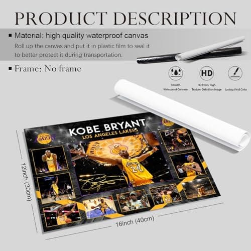 LPAIWXY Kebo Brynat Dunk poster For Fans Kids room Bedroom wall Decor-Basketball Kebo Brynat Signed Posters Canvas Prints Picture For Teen Boy girls Gifts
