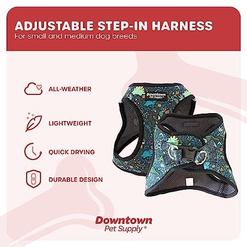 Downtown Pet Supply Step in Dog Harness No Pull, X-Large, Dinosaur - Adjustable Harness with Padded Mesh Fabric and Reflective Trim - Buckle Strap Harness for Dogs — view 3