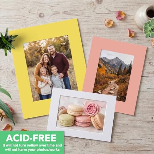 Prudiut 15 Pack Picture Mats, Mixed Colors Frame Mattes for Pictures Photo Frame Mat Core Bevel Cut for Photos, Prints, Artworks (5x7, 8x10, 11x14 Inches) — view 4