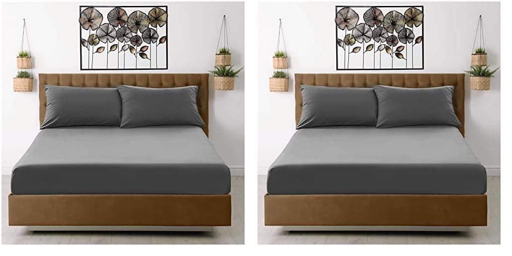 GC GAVENO CAVAILIA Fitted Sheet Single Bed (91 x 190cm) - Grey Bedding Sheets - Plain Dyed Microfiber Bed Sheets Single - (10 inch) 25cm Deep Pocket Bottom Sheet - Easycare - Wrinkle & Fade Resistant — view 29