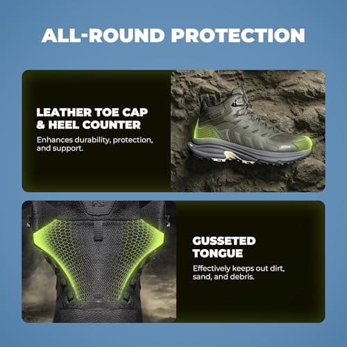 NORTIV 8 Men's Waterproof PRO Hiking Boots Lightweight Outdoor Trekking Camping Climbing Shoes for Everyday Wear Armadillo FieldLite,Size 9.5,Army Green,SNHB26001M — view 8