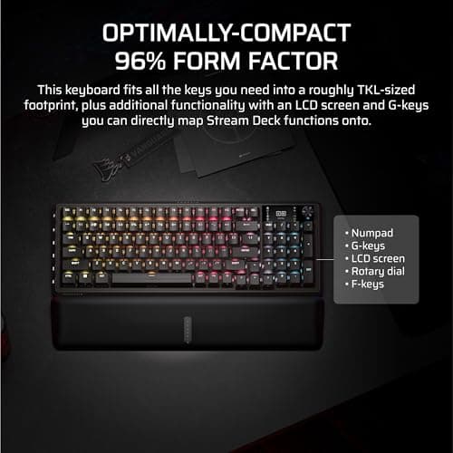 CORSAIR Vanguard 96 Wireless Mechanical RGB Gaming Keyboard – QWERTY US, 96% Layout, Hot-Swappable MLX Switches, 8000Hz Hyper-Polling, Stream Deck Integration, Flashtap SOCD – Black — view 3