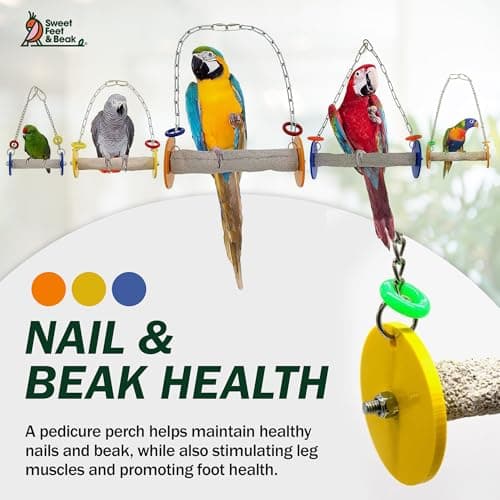 Sweet Feet and Beak Roll Bird Swing - Perch Bird Toys Trims Nails and Beaks, Safe and Non-Toxic Bird Cage Accessories for Small and Large Birds, Swinging Toys Birds Will Love, XL 11 Inches — view 4