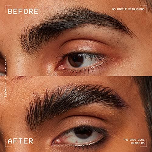 NYX PROFESSIONAL MAKEUP, The Brow Glue, Instant Brow Styler, 16H Extreme Hold, Vegan Formula - Black Brown, 0.18oz / 5g — view 2