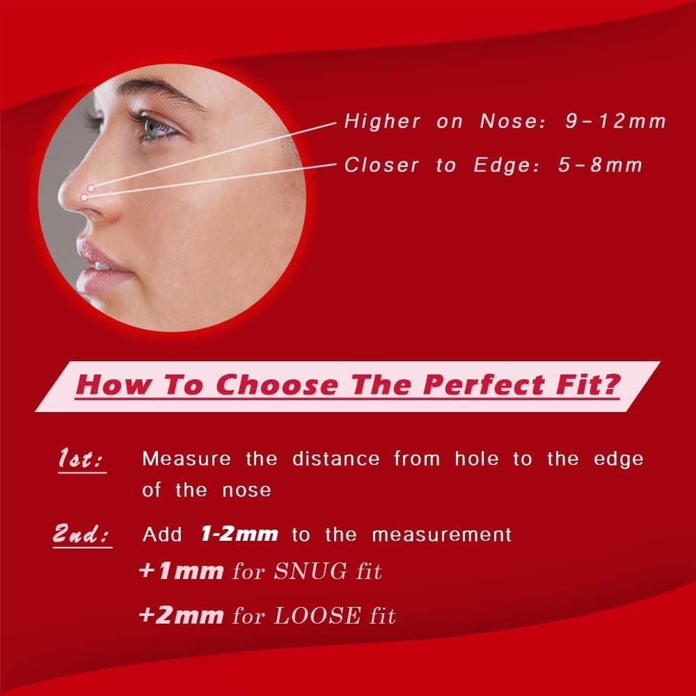 2pcs Gold Nose Ring Piercing Jewellery for Women, Nose hoops Snug and Super Snug Nose Ear Lip ring Tragus Septum 6mm+ 8mm 20g & 22g 316L Surgical Steel Hypoallergenic — view 6