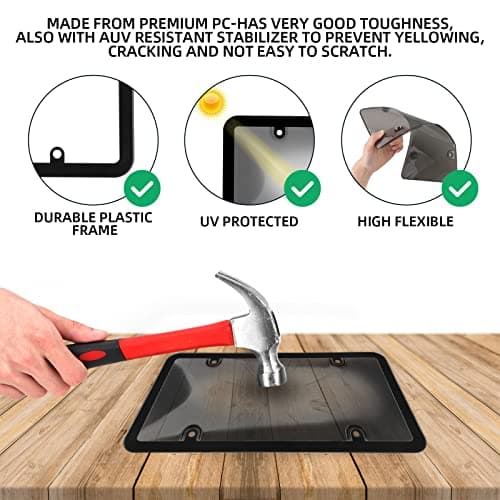 Tinted License Plate Covers Smoked Unbreakable License Plate Covers Frame Shield Combo fits Any Standard US Plates,Novelty Bubble Design Covers - Screws Included — view 2
