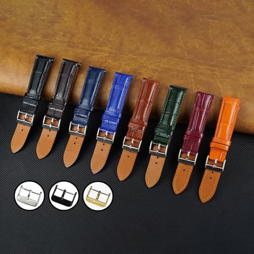 20mm Light Brown Handmade AIIigator Belly Watch Band Men Quick Release Hornback Croc Replacement Pin Tang Buckle Wristwatch Strap by Vietnamese DH-06-20MM — view 5