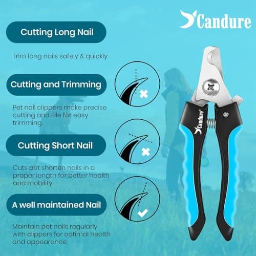 Candure Dog Nail Clippers and Trimmer with Safety Guard to Avoid Over-Cutting Toe Nails- Professional Grooming Razor Edge Blades Pet Nail Clipper with Free Nail File for Small Medium Large Breeds — view 4