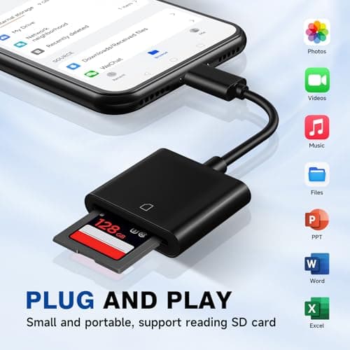 USBC to SD Card Reader for iPhone 17, Camera Adapter to iPhone 17, Digital Camera Adapter iPhone 17/16/15/iPad/MacBook/iMac/Galaxy/Android (Black) — view 5