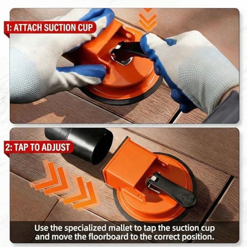 HUBAI Floor Gap Fixer Tool, Heavy Duty Laminate Floor Suction Cup Repair Tool, for Laminate, Wood, Tile, Vinyl Floor Gap Repair Tool - Durable, Compact, & Efficient Flooring Tools (Orange) — view 2