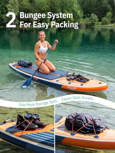 Niphean (Extra Large) Inflatable Paddle Board, SUP for 2+1 People/Family 500lbs Capacity Stand Up Paddle Board with SUP Accessories, StabilTrac Fin Non-Slip Paddleboard for Adults-Light Gray — view 7