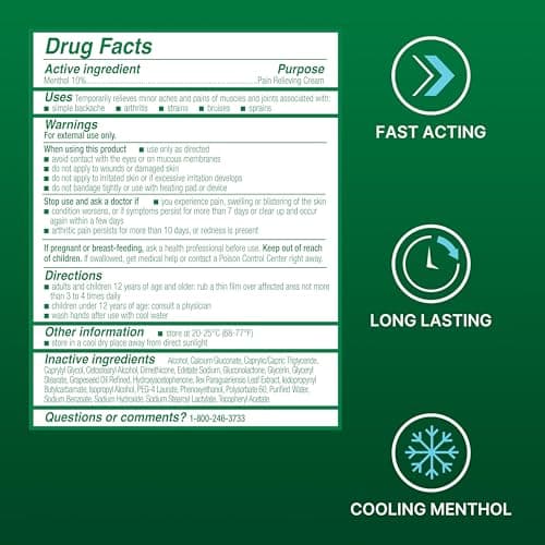 Biofreeze Pain Relief Cream for Knee, Neck, Hip, Joint, Shoulder, & Simple Backache, Arthritis Pain Reliever, Sore Muscle Relief, Cooling Menthol Pain Cream, 3 Oz — view 3