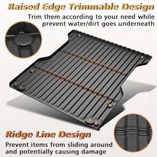 TripleAliners Truck Bed Mat Compatible with 2024 Toyota Tacoma Accessories 5FT Vehicle Bed Mat Perfectly Flush All Weather Protection TPE Heavy Duty Pickup Car Bed Cargo Mat — view 2