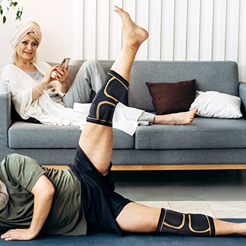 JIUFENTIAN Copper Knee Brace for Men and Women (2 pack, Large) Knee Sleeve — view 4