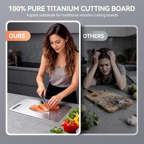 Titanium Cutting Boards Set of 3, 100% Pure Titanium Kitchen Cutting Board, Double-Sided Non-Toxic Cutting Board, Ideal for Slicing and Dicing Meats, Features Handle, Dishwasher Safe — view 2