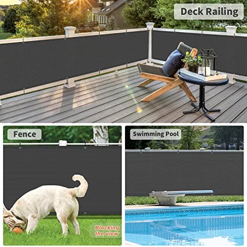 LOVE STORY 3' x 10' Dark Grey Balcony Privacy Screen Fence Cover, HDPE Material UV Protection Weather-Resistant,Shield for Deck, Patio,Backyard,Outdoor Pool,Porch,Railing — view 4