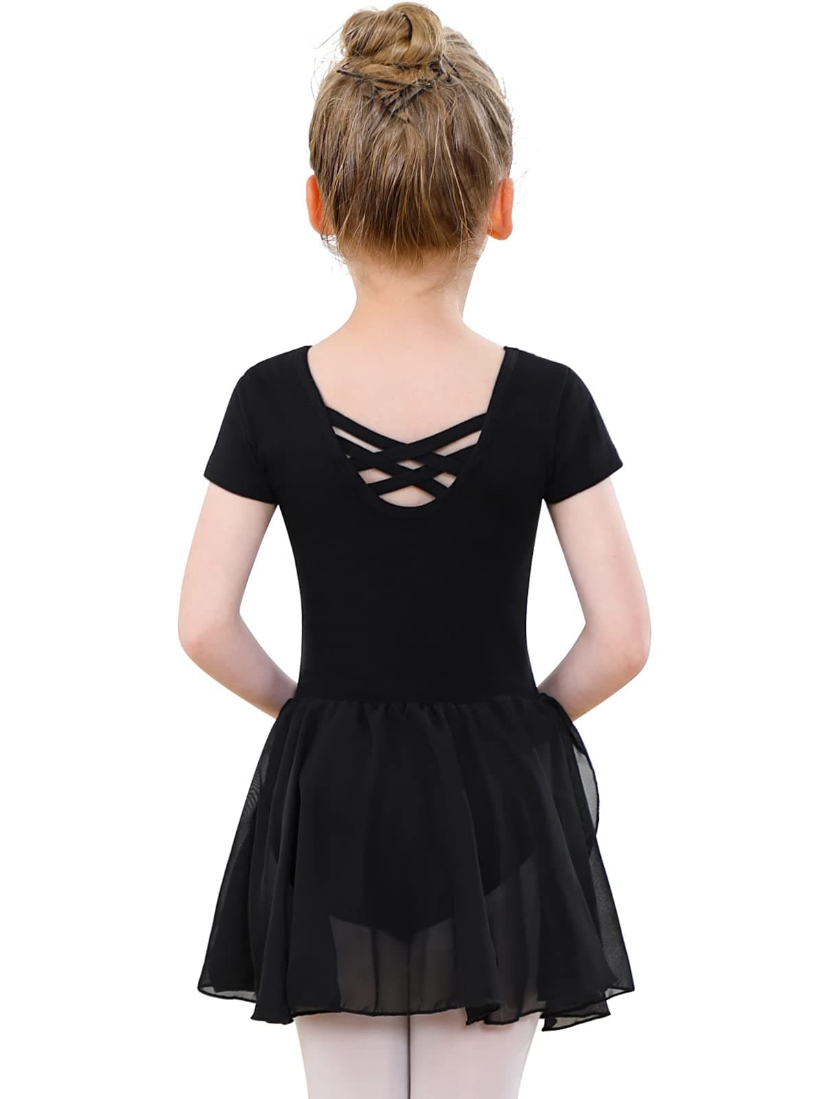 Vestido de Ballet para Niñas Manga Corta Maillot de Danza con Falda de Gasa — view 7