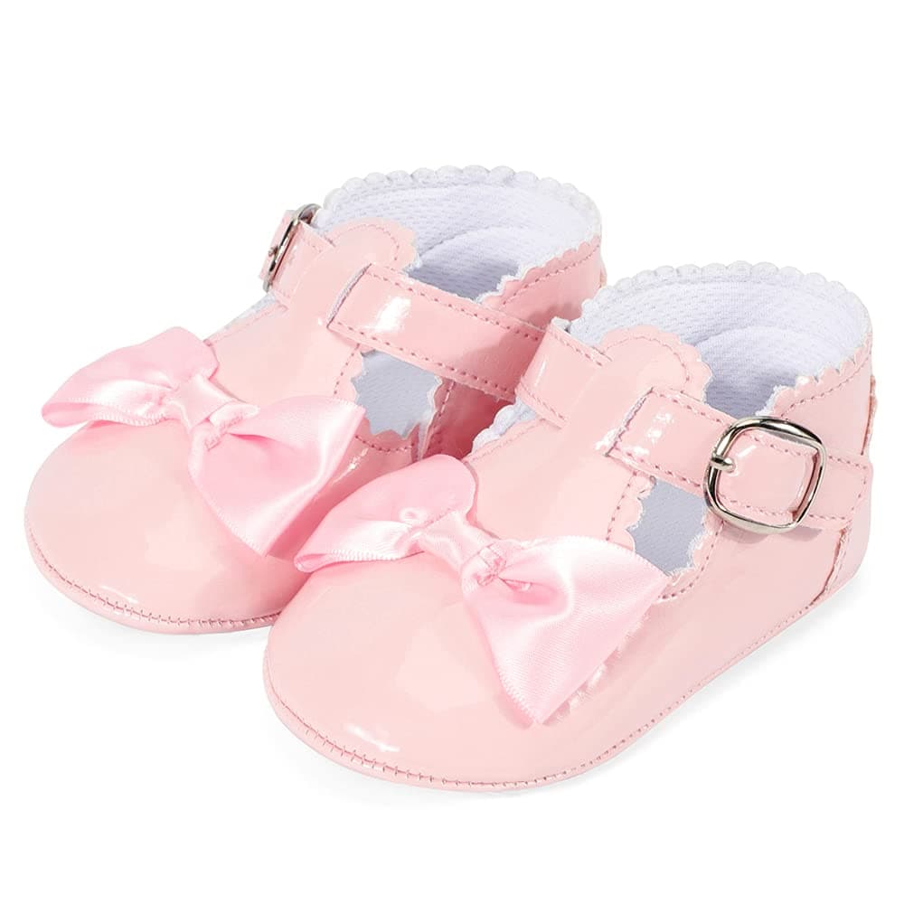 LACOFIA Baby Girls Anti-Slip First Walking Shoes Infant Bowknot Mary Jane Princess Party Shoes Prewalkers