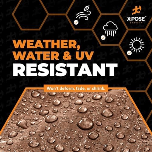 Multipurpose Protective Cover Brown Poly Tarp 12' x 12' - Durable, Water Resistant, Weather Resistant - 5 Mil Thick Polyethylene - by Xpose Safety — view 4