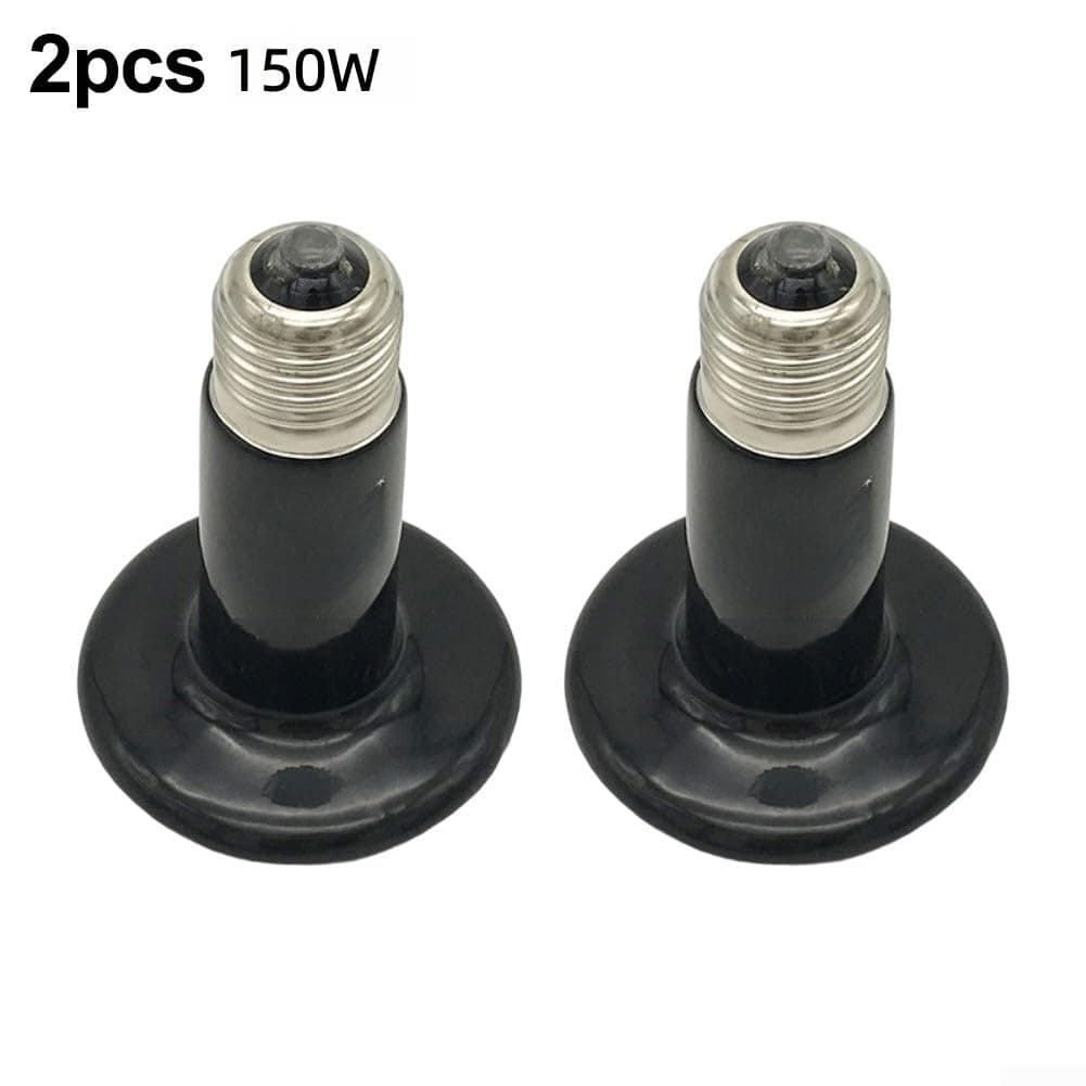 Emisor de calor de cerámica para terrario de reptiles, foco calentador nocturno sin luz para serpiente, lagarto, pollo, anfibio, para calentamiento rápido, construcción de metal segura, negro (150W — view 2