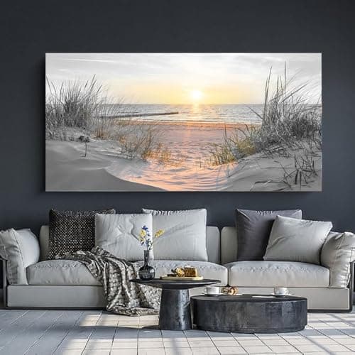 Yxbhhym-Beach Wall Art Prints Sunset Black and White Wall Art Coastal Wall Decor Ocean Picture for Living Room Wall Art Bedroom Seascape Artwork Sea Scene Painting Modern Bathroom Office Decor — view 4