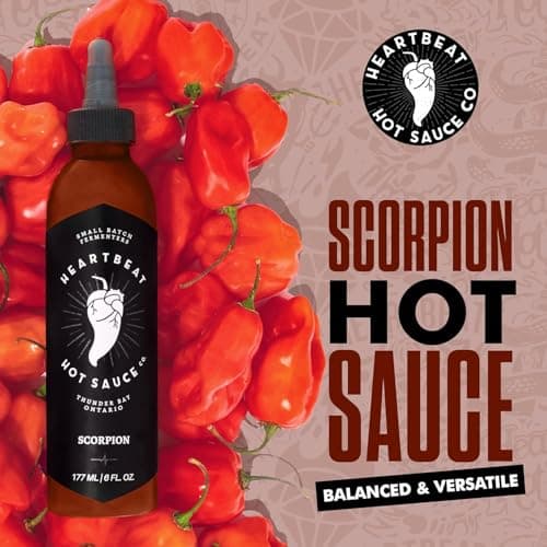 Heartbeat Hot Sauce Scorpion 3-Pack, 177 mL x3, 6/10 Heat, Trinidad Scorpion Pepper Sauce For Pizza, Tacos And Wings — view 2