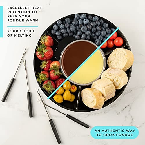 Kusini Electric Fondue Pot Set - Chocolate Fondue Kit - Temperature Control, Detachable Serving Trays, & 4 Roasting Forks - Gift Set & Date Night Idea. Serve at Movie Night or Game Night. — view 4
