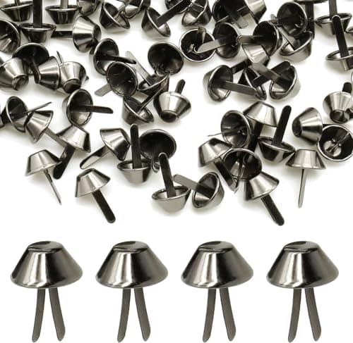 Nailhead Spike, 50 Pcs Purse Handbag Cone Feet Nailhead Stud 2 Prong Metal Flat Brad Nailhead Studs for Clothing Bag Leather Shoes Punk Rock Jewelry Craft (10mm) — view 8