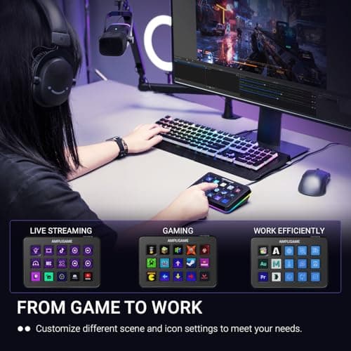 FIFINE AmpliGame Stream Controller with 15 Macro Keys, Streaming Keyboard with Trigger Actions in OBS/Twitch/YouTube/Streamlabs, Shortcut Buttons Keypad Works with Mac and PC-D6 — view 5