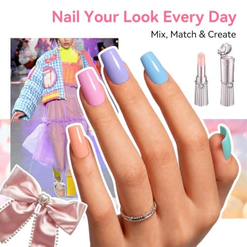 Nailshion Pastel Nail Polish, 6 Colors Soft Pink Green Light Blue Yellow — view 4