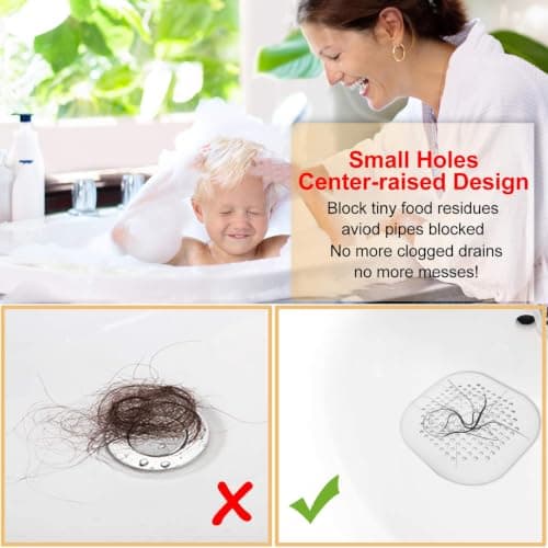 Bovinde Hair Drain Catcher,Square Cover for Shower 2 Pack (Sliver Grey) — view 2