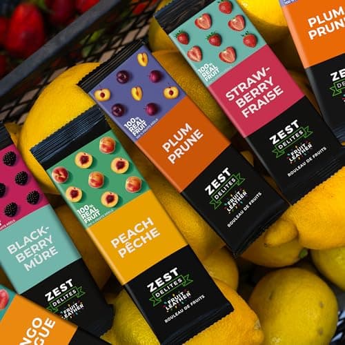 Healthy Snacks for Adults by Zest Delites, Fruit Leather, Lavashak, Strawberry, Blackberry, Peach, Plum, Dried Fruit Snacks, Gluten Free, Vegan, Individually Wrapped 36x25g — view 3