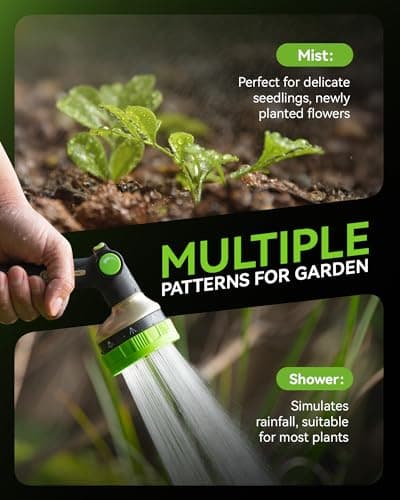RAINPOINT Hose Sprayer Nozzle Heavy Duty - 8 Spray Patterns Garden Hose Nozzle with Adjustable Flow Control for Watering Plants, Washing Cars,Washing Pets, Thumb Control (Green) — view 5